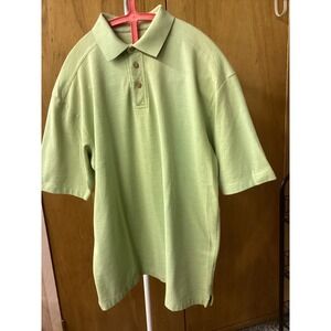 Joseph & Feiss Mens Light Green Textured Polo Shirt-L Short Sleeve Collared Top